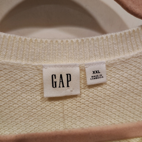 GAP NWT Women's Yellow Stripe Rounded Hem Cotton Pullover Sweater Sz XXL Preppy - Picture 2 of 7